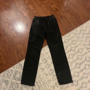 Good American black leather pants